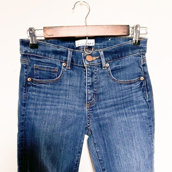 Ann Taylor LOFT Dark Wash Skinny Denim Jeans Size 2 26 Petite - Picture 2 of 8